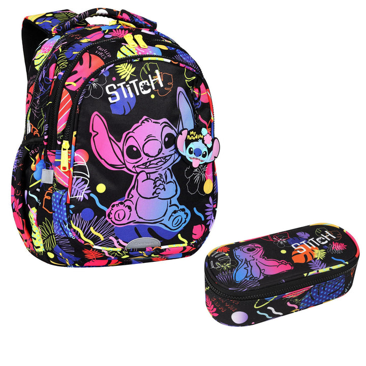 Coolpack Jerry DISNEY STITCH 19 L schoolrugzak zwart + CoolPack Campus Disney Stitch ovale school etui F062886