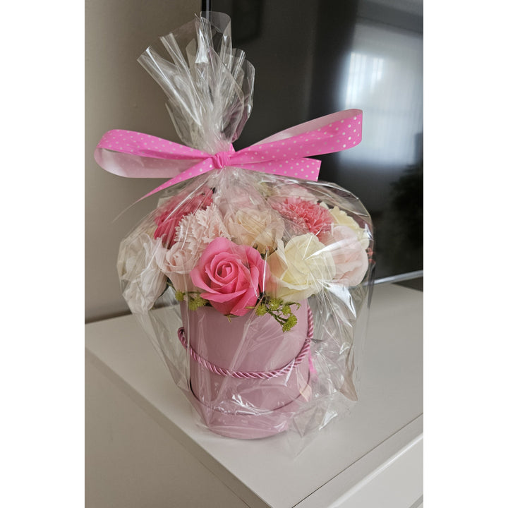 Bloembak met zeepbloemen - cadeau zeep rozen, Damich