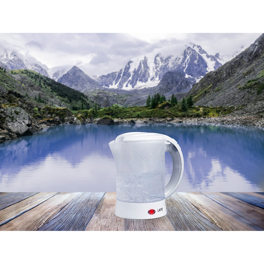Lafe waterkoker, toerist, 600W, inhoud 0,6l, 2 kopjes, 2 lepels, wit, Scandi
