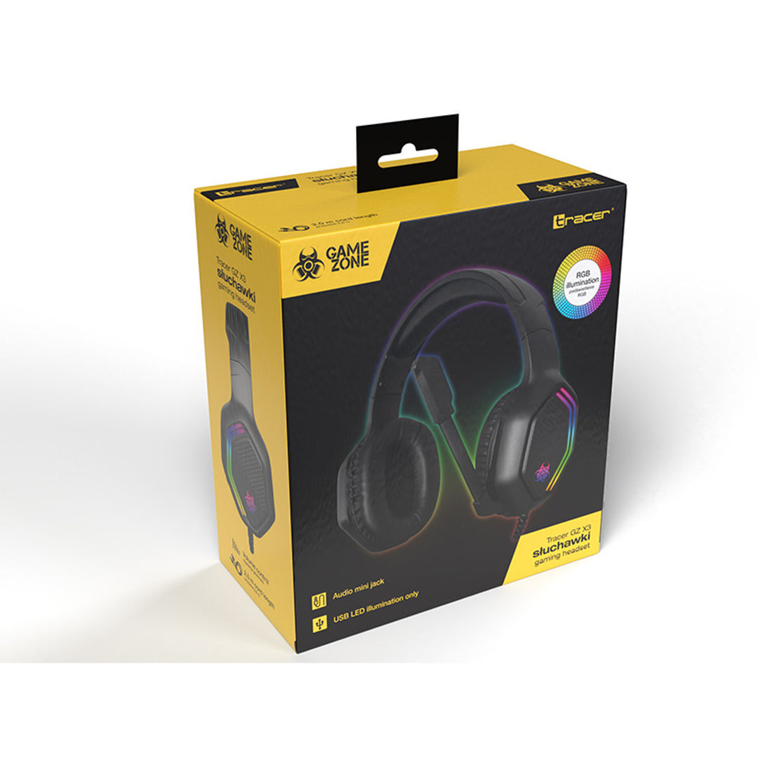 Tracer gaming-hoofdtelefoon, RGB-achtergrondverlichting, inklapbare microfoon, Gamezone GZ X3