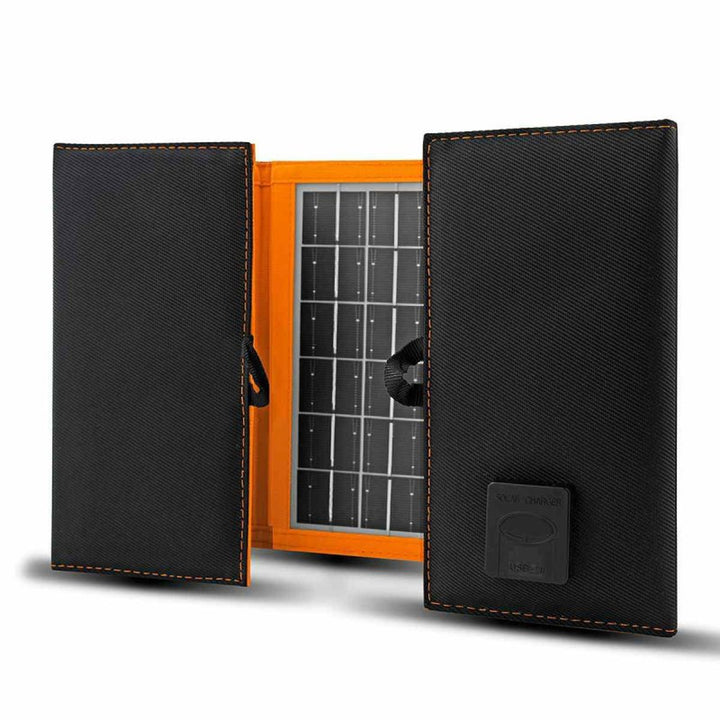 Zonnepaneel, oplader, 10W, 1 USB-poort, zwart en oranje, A02