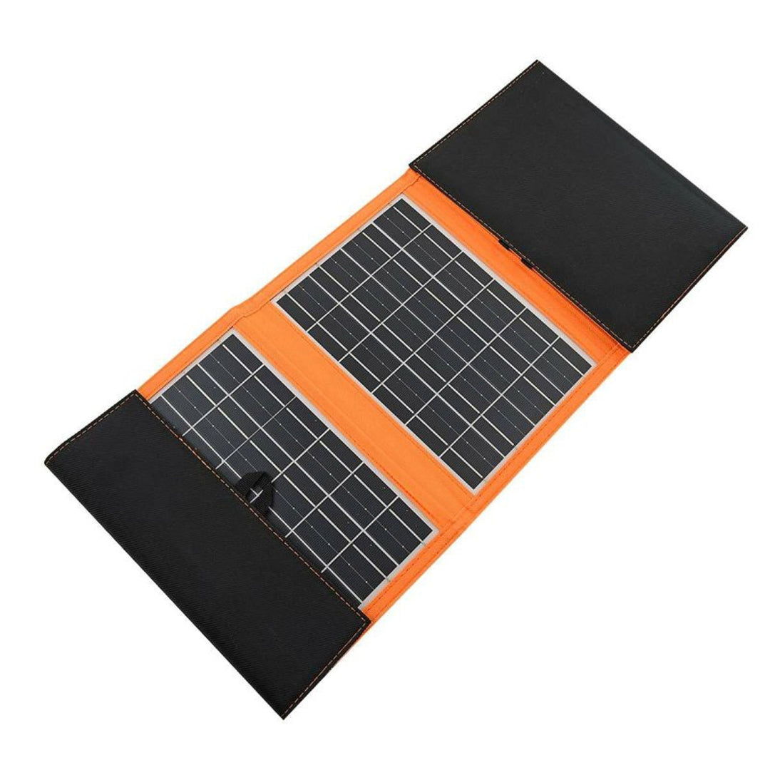 Zonnepaneel, oplader, 20W, 2 USB-poorten, zwart en oranje, A05