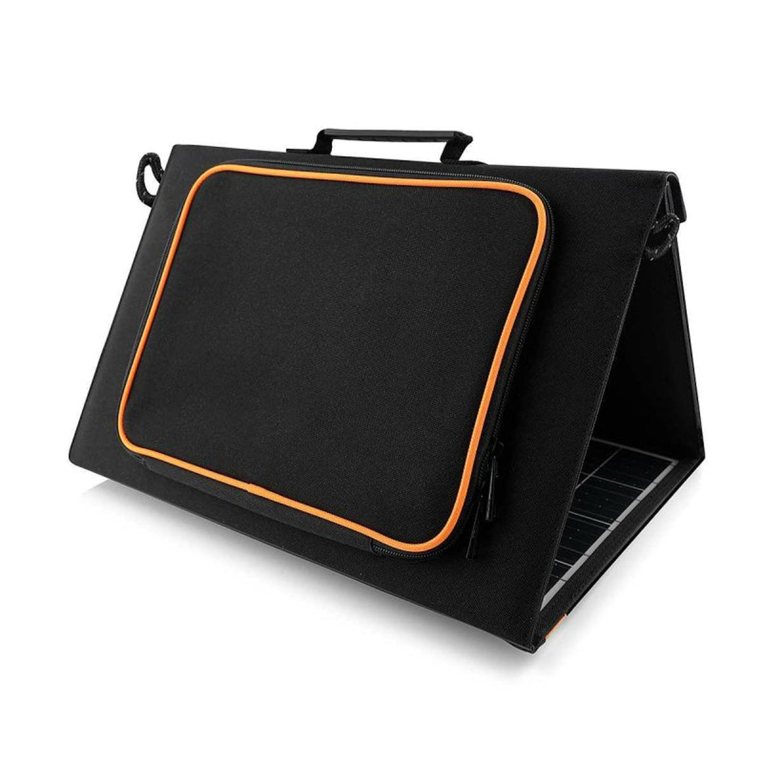 Zonnepaneel, oplader, 60W, 2 USB-poorten, zwart en oranje, A06