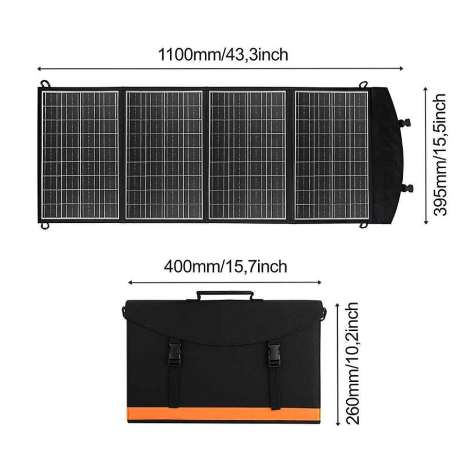 Zonnepaneel, oplader, 60W, 2 USB-poorten, zwart en oranje, A06