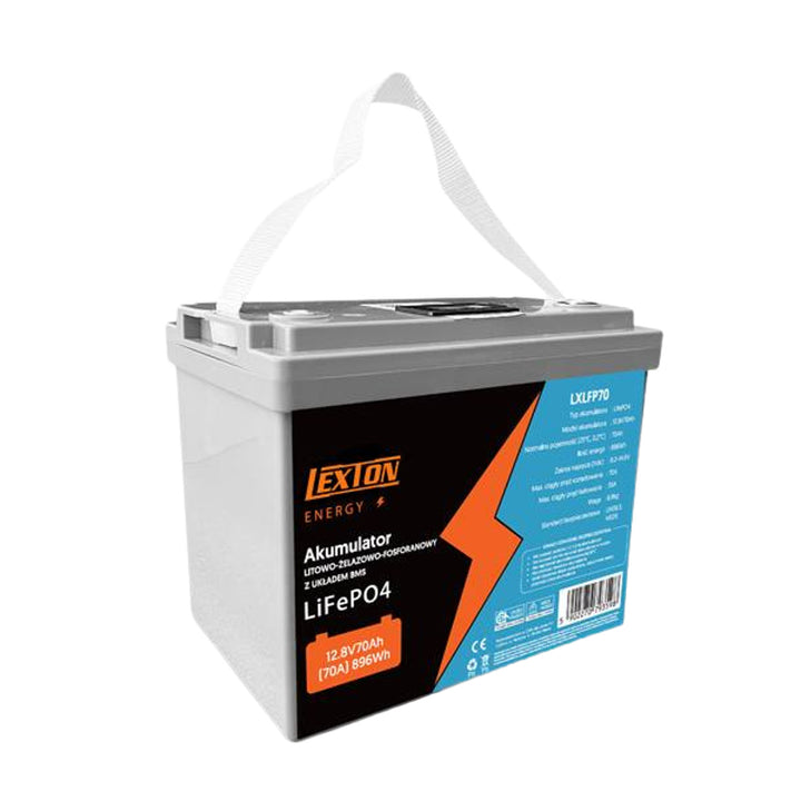 Lexton Lithium IJzerfosfaat LiFePo4 Batterij, met BMS, 12,8V, 70Ah, LXLFP70