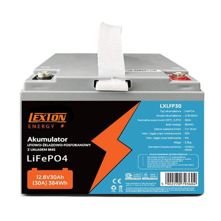 LiFePo4 Lexton lithium-ijzer-fosfaataccu, met BMS, 12,8V, 30Ah, LXLFP30