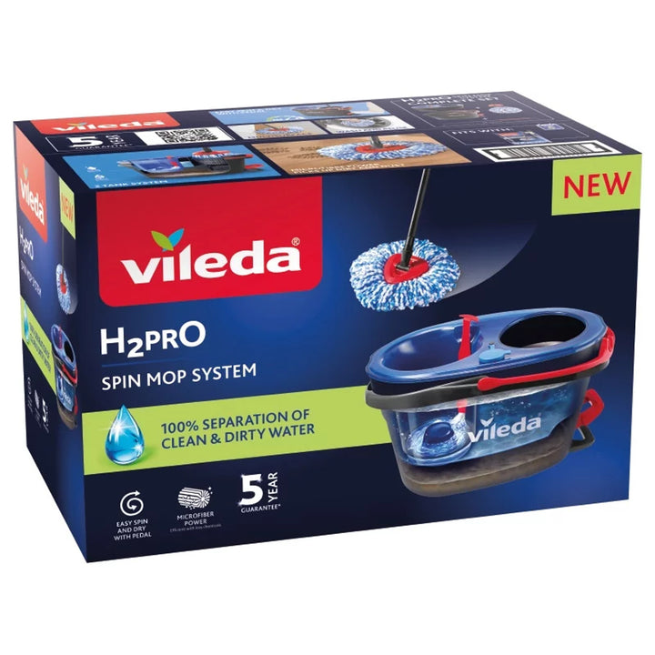 Vileda roterende mop, twee kamers, centrifugesysteem, inklapbare steel, eenvoudige reiniging van hoeken, turbo H2prO