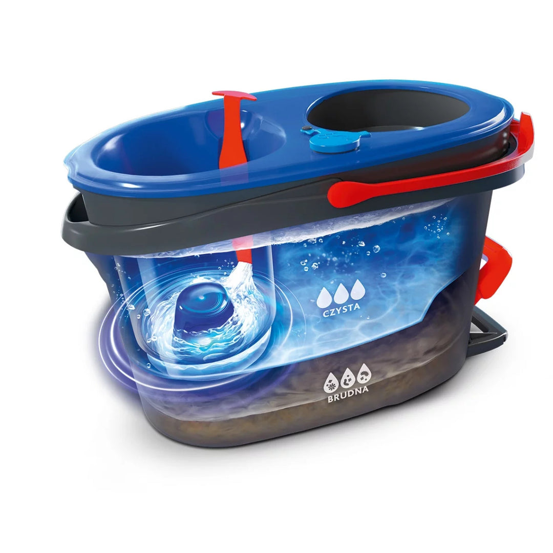 Vileda roterende mop, twee kamers, centrifugesysteem, inklapbare steel, eenvoudige reiniging van hoeken, turbo H2prO