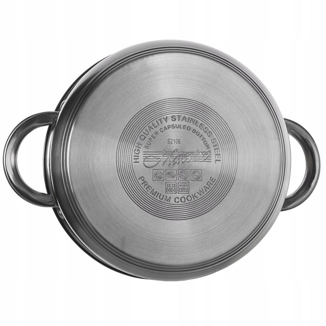 Maestro 9-delige pannenset 1,5L, 2L, 3L, 5L, roestvrij staal, vaatwasmachinebestendig, geschikt voor alle soorten fornuizen, kookplaat, MR-2021