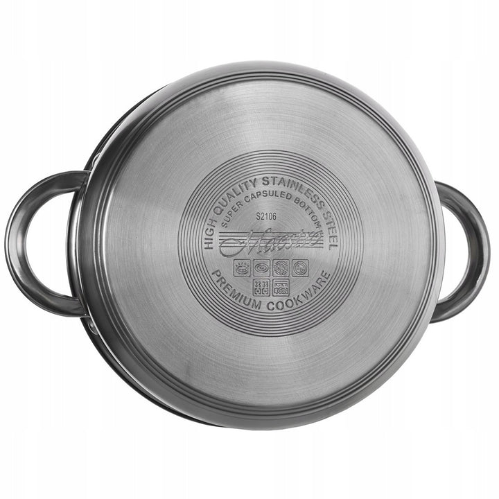 Maestro 9-delige pannenset 1,5L, 2L, 3L, 5L, roestvrij staal, vaatwasmachinebestendig, geschikt voor alle soorten fornuizen, kookplaat, MR-2021
