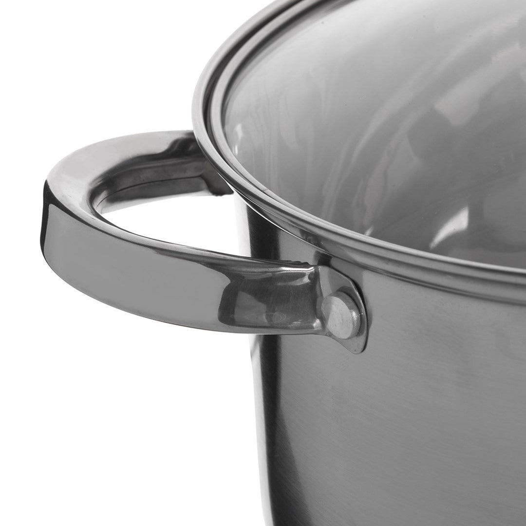 Maestro 9-delige pannenset 1,5L, 2L, 3L, 5L, roestvrij staal, vaatwasmachinebestendig, geschikt voor alle soorten fornuizen, kookplaat, MR-2021