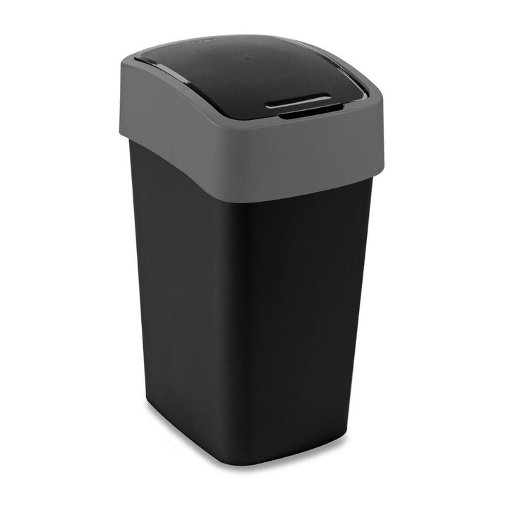 Curver afvalbak, met deksel, scharnierend, 25l, zwart/zilver, Flip Bin
