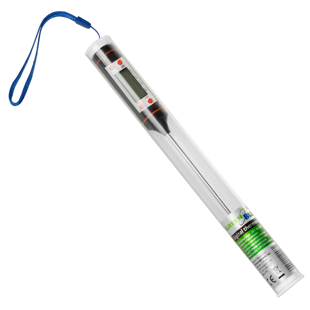 Voedselingsthermometer/sonde, groenblauw, sondelengte 15 cm, temperatuurbereik -50°C tot +300°C, nauwkeurigheid 0,1°C, GB178, 3 st.
