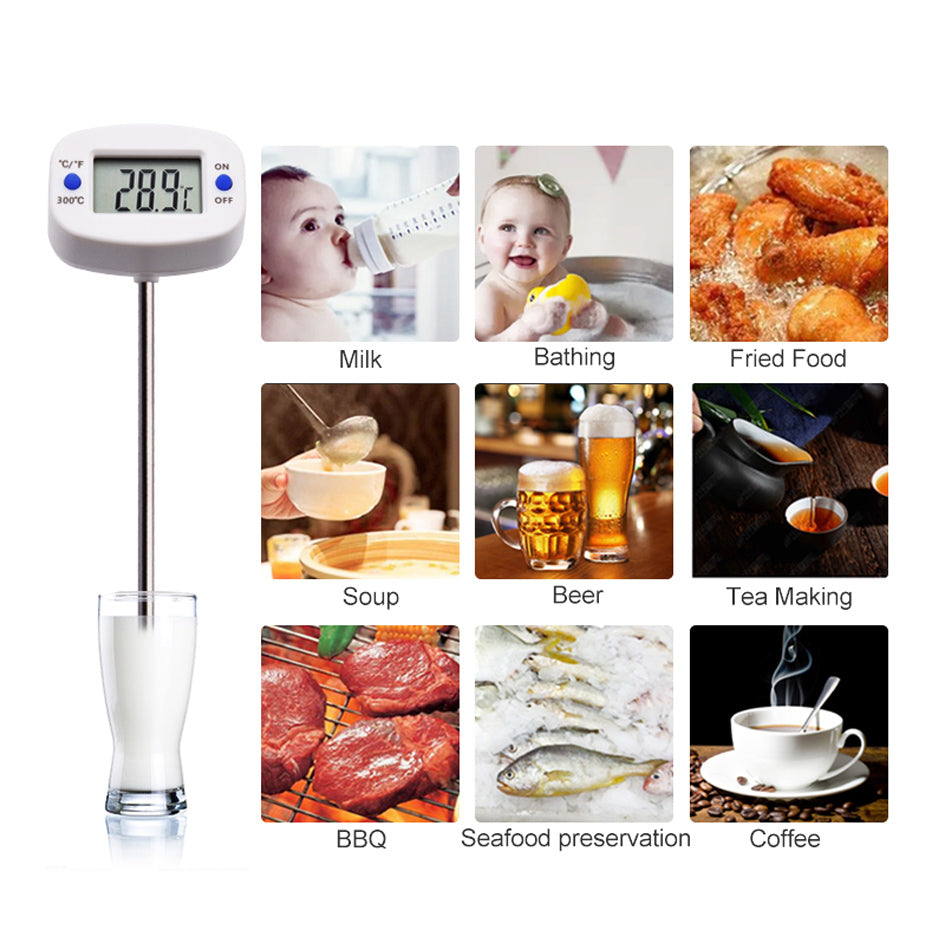 Voedselingsthermometer/sonde, groenblauw, sondelengte 15 cm, temperatuurbereik -50°C tot +300°C, nauwkeurigheid 0,1°C, GB382, 3 stuks