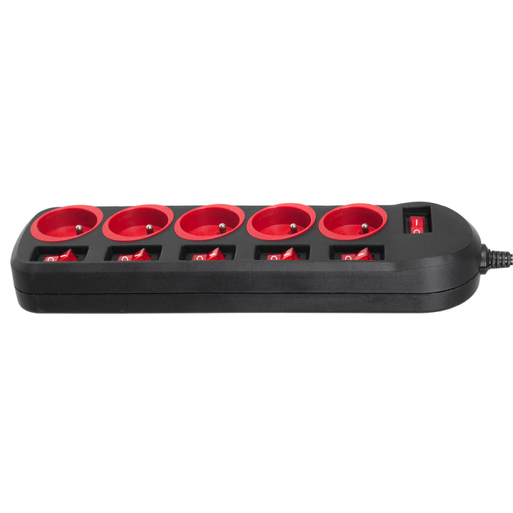 Maclean stekkerdoos, 5-polige verlengkabel, met schakelaars, 250VAC/10A, 1,5m, MCE204, 2 stuks