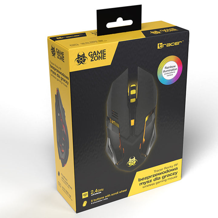 Tracer gamingmuis, draadloos, 500mAh batterij, 3200 DPI, Gamezone Rocky RF Nano