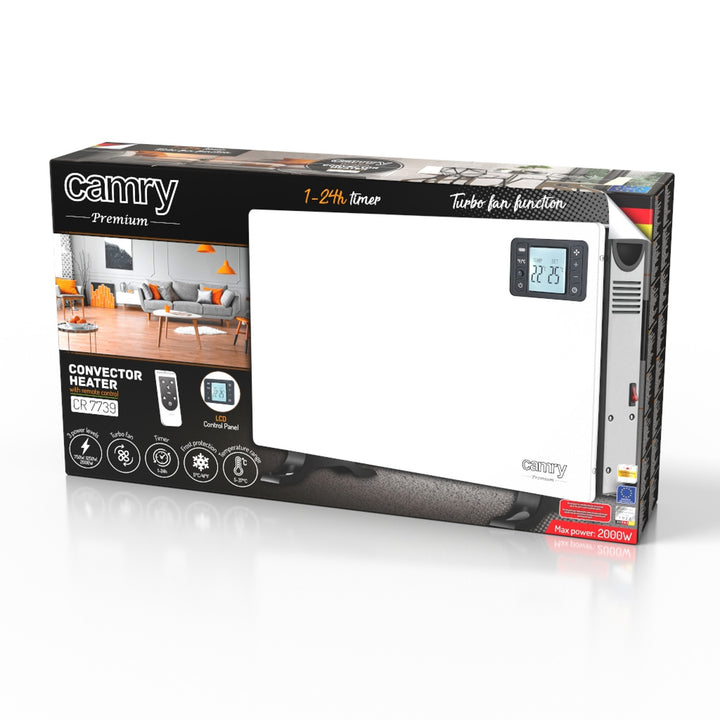 Camry convectorverwarming, vermogen 2000W, LCD-scherm, afstandsbediening, timer, thermostaat, CR 7739