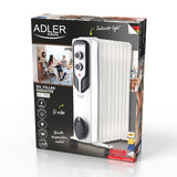 Olieverwarming 2000W thermostaat met 9 lamellen Adler