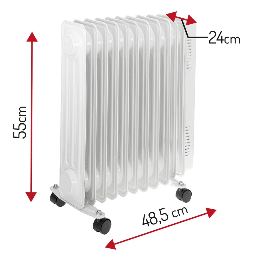 Adler oliekachel, 11 vinnen, vermogen 2500W, 3 verwarmingsniveaus, wit, AD 7817