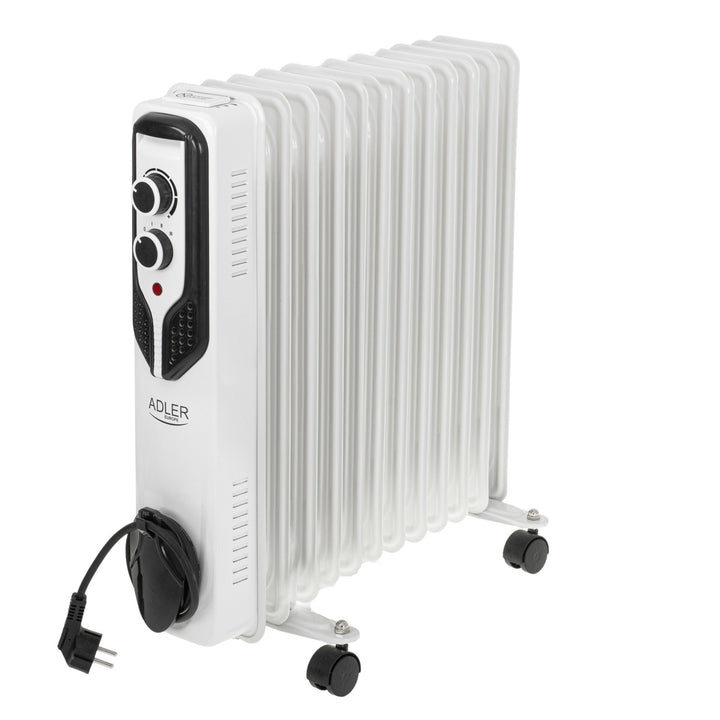 Adler oliekachel, 11 vinnen, vermogen 2500W, 3 verwarmingsniveaus, wit, AD 7817