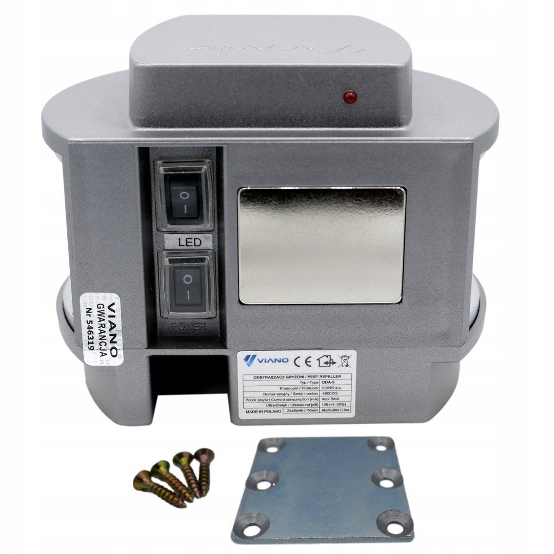 Draadloze knaagdier afschrikmiddel marter muizen Viano, IP44, 4Ah Li-ion oplaadbare batterij, LED-modus, Trio