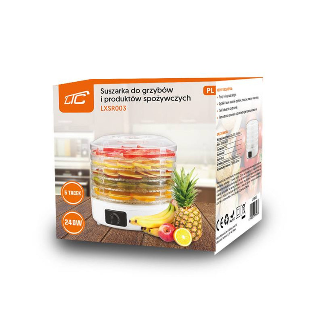 Droogautomaat voor champignons, groenten, fruit, vlees LTC, regelbaar vermogen, anti-slip basis, 5 laden, vaatwasmachinebestendig, LXSR003