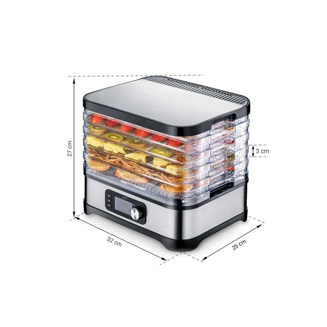 Droogautomaat voor champignons, groenten, fruit, vlees LTC, regelbaar vermogen, anti-slip basis, 5 laden, vaatwasmachinebestendig, metaal, met display, LXSR002