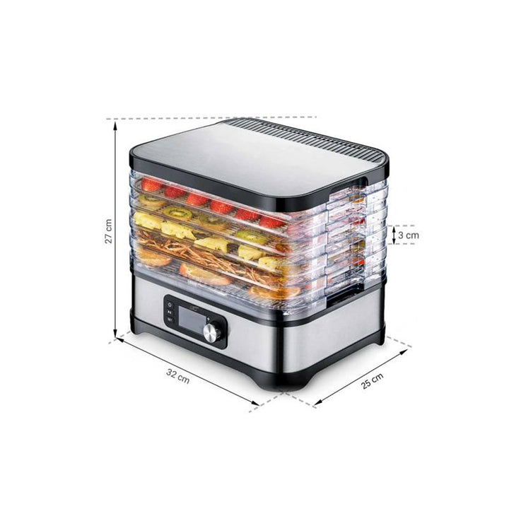 Droogautomaat voor champignons, groenten, fruit, vlees LTC, regelbaar vermogen, anti-slip basis, 5 laden, vaatwasmachinebestendig, metaal, met display, LXSR002