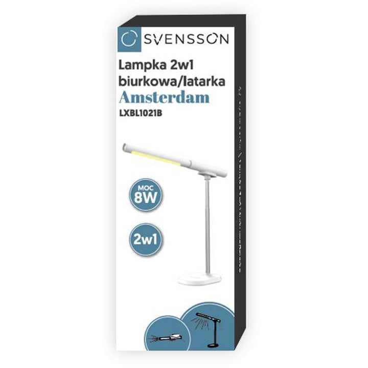 Svensson kantoorlamp/zaklamp, 2-in-1, 8W vermogen, opladen via USB-C, helderheidsregelaar, LXBL1021B