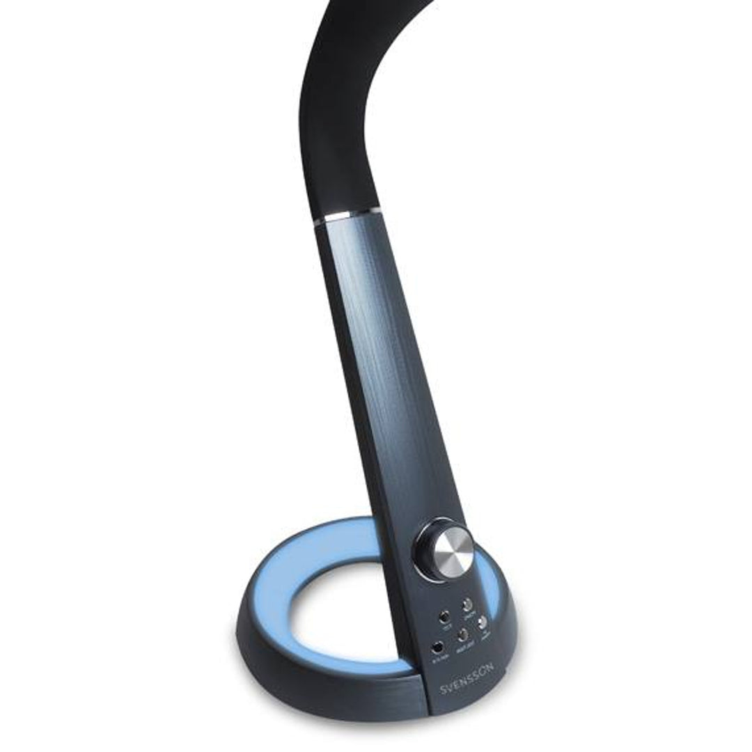 Svensson kantoorlamp, 450 Lumen, 8W vermogen, drie lichttemperaturen, oplaadfunctie voor mobiele apparaten, RGB voet, LXBL1063