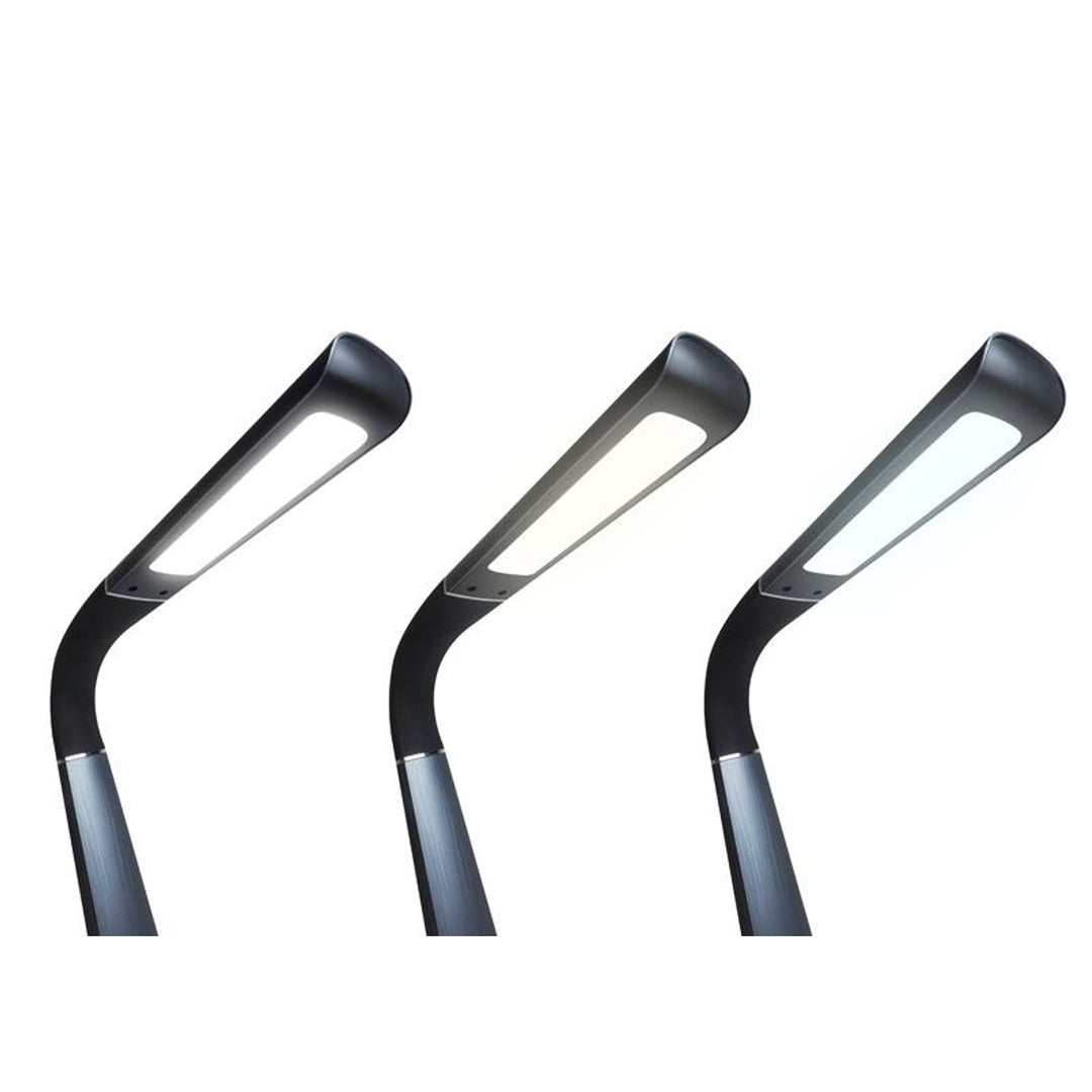 Svensson kantoorlamp, 450 Lumen, 8W vermogen, drie lichttemperaturen, oplaadfunctie voor mobiele apparaten, RGB voet, LXBL1063