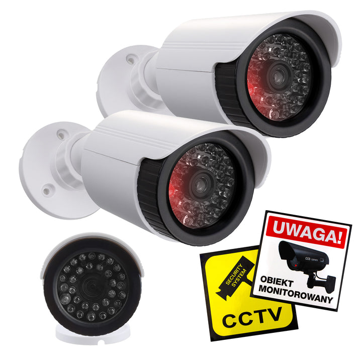 Set van twee dummy-buiskamera's, IR-LED's, wit, voeding 2xAA (niet meegeleverd), ABS, IR1800 WT