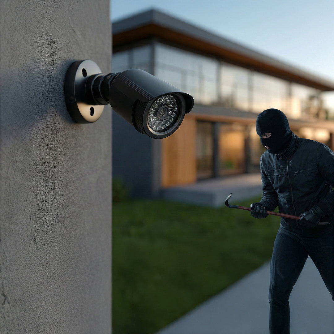 Set van twee dummy-buiskamera's, IR-LED's, zwart, voeding 2xAA (niet meegeleverd), ABS, IR1800 BT