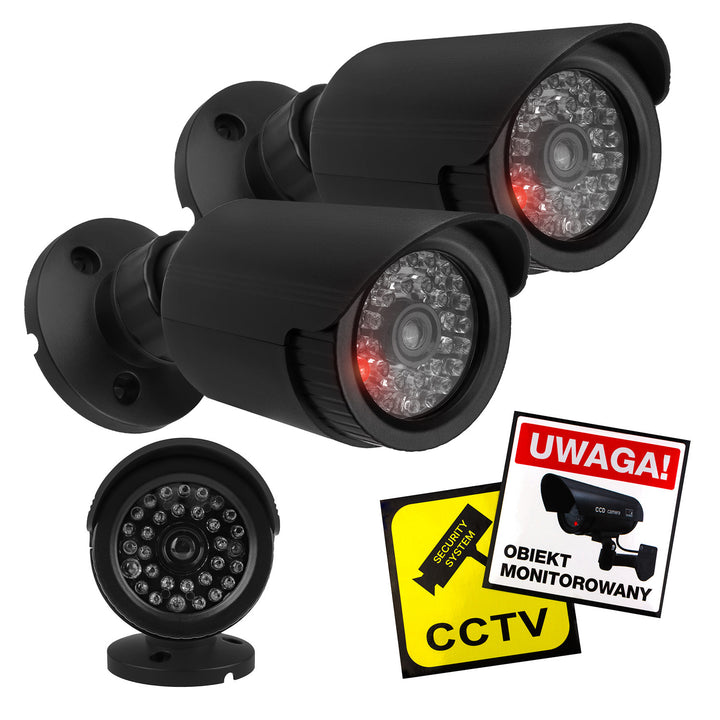Set van twee dummy-buiskamera's, IR-LED's, zwart, voeding 2xAA (niet meegeleverd), ABS, IR1800 BT