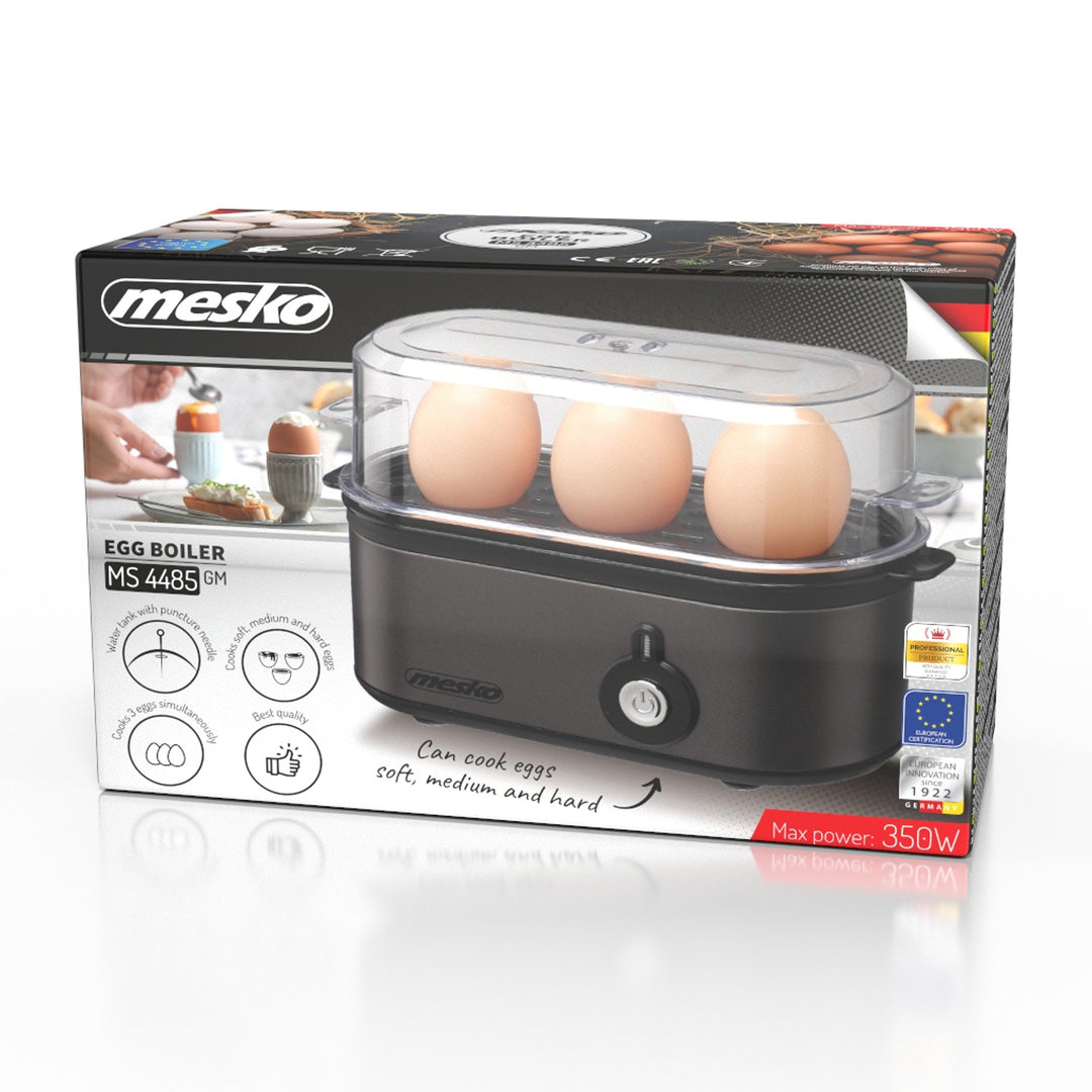Mesko eierkoker voor 3 eieren, vermogen 210W, instelbare kookfase, indicatielampje, MS 4485