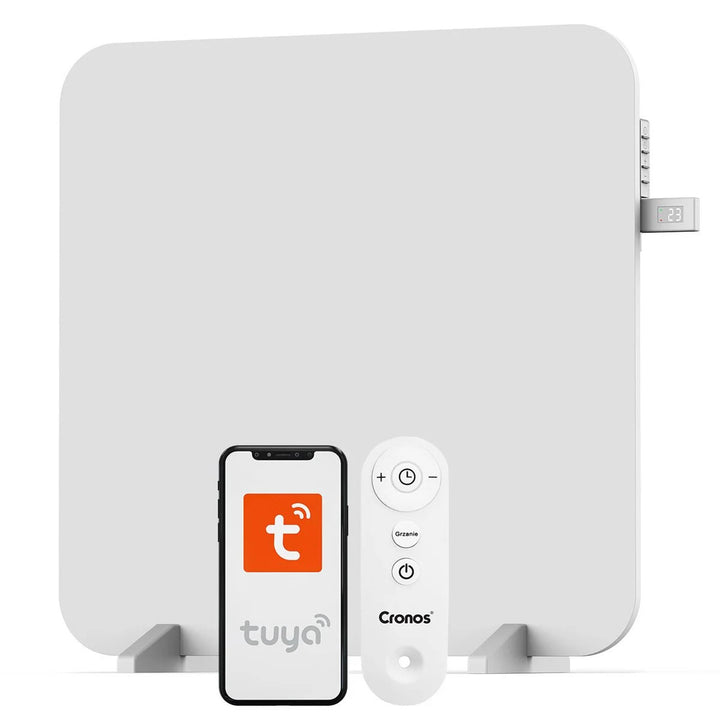 Cronos infraroodverwarming, 450W, met thermostaat en afstandsbediening, instelbaar van 10°C tot 50°C, laag energieverlies, Titanium CR-500