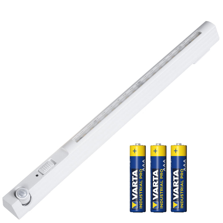Maclean LED lamp, met bewegende sensor, haak, ON/OFF/AUTO, temp. 4000K, reikwijdte 3m, MCE235 + 3x Varta Industrial AAA alkaline batterijen