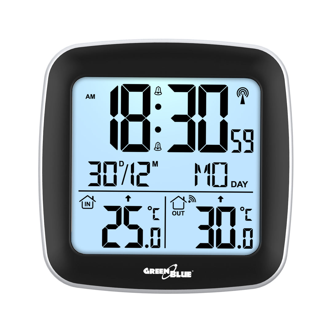 GreenBlue draadloos weerstation, met DCF, kalender, alarm, GB542 + 4x Varta Industrial AAA alkaline batterij