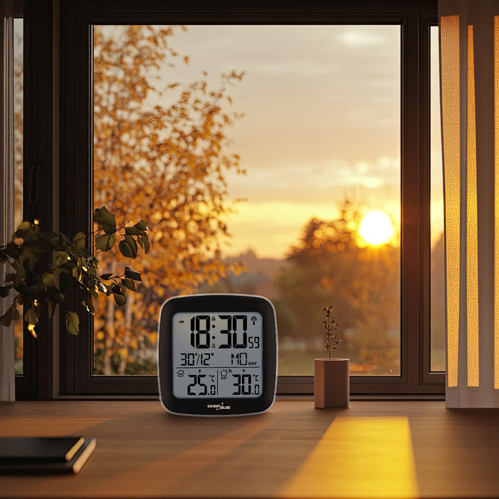 GreenBlue draadloos weerstation, met DCF, kalender, alarm, GB542 + 4x Varta Industrial AAA alkaline batterij