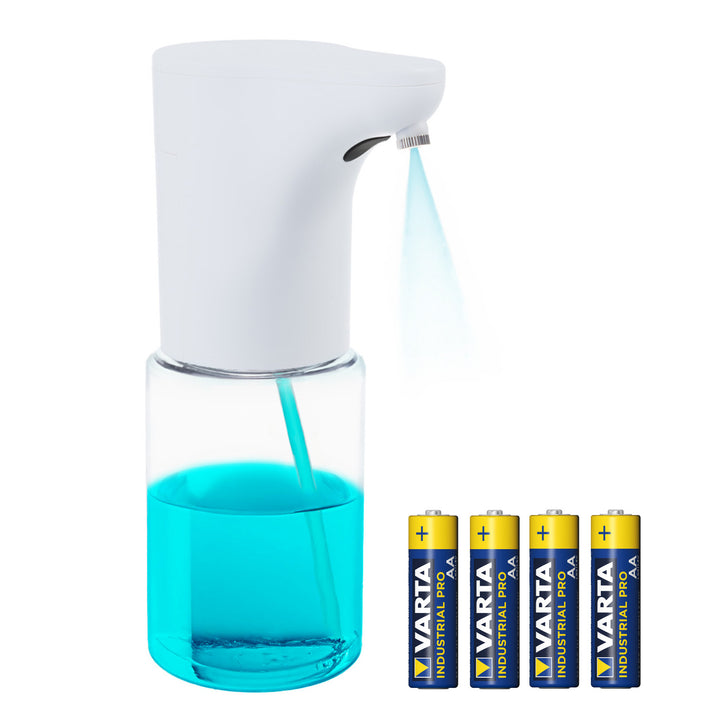 Promedix automatische dispenser, dispensercontainer voor vloeibare zepen, desinfecterende vloeistoffen, 300ml, wit, PR-540 W + 4 Varta Industrial AA batterijen