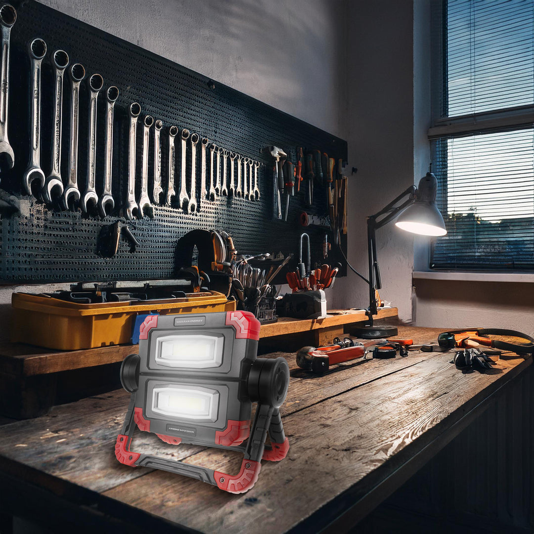 Maclean LED COB werklamp, 300 lm, 3 lichtstanden, kleurtemp.6500K, MCE439 + 4x Varta Industrial AA batterijen