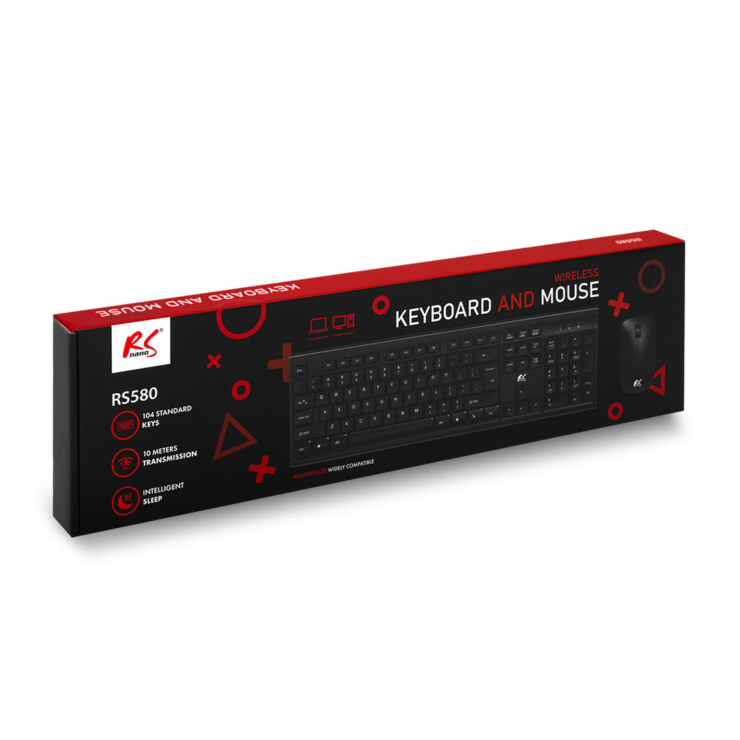 Draadloos toetsenbord + muis COMBO NanoRS, RS580 + 2x AAA alkalinebatterij Varta Industrial