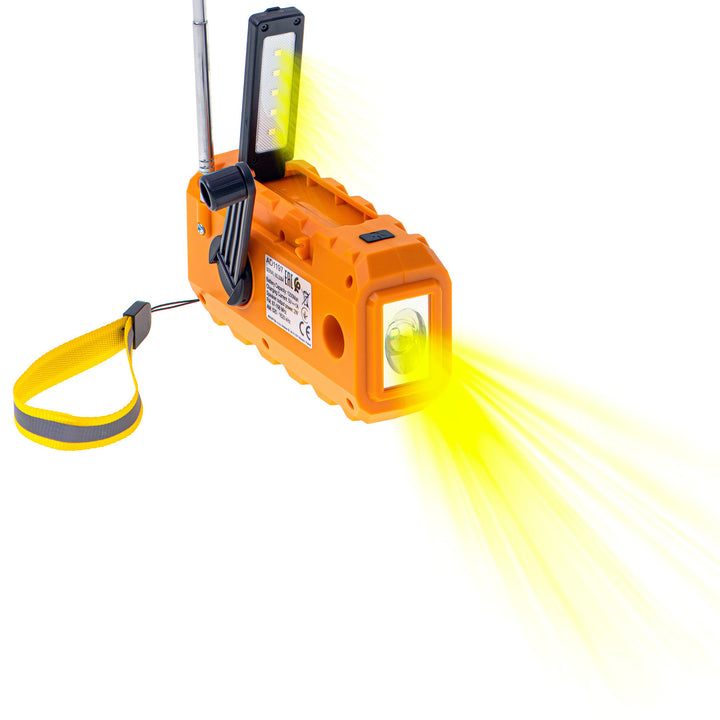 Adler radio op zonne-energie, oplaadbare batterij 1200 mAh, zaklamp, handslinger, AD 1197