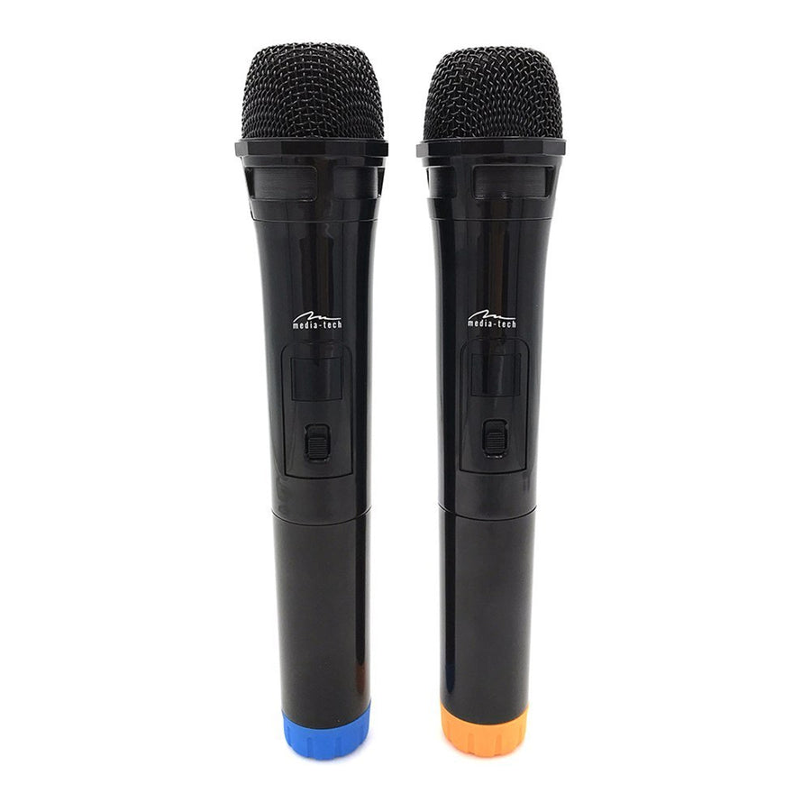 Twee draadloze microfoons met USB-ontvanger voor luidspreker met karaokefunctie, Mediatech MT395