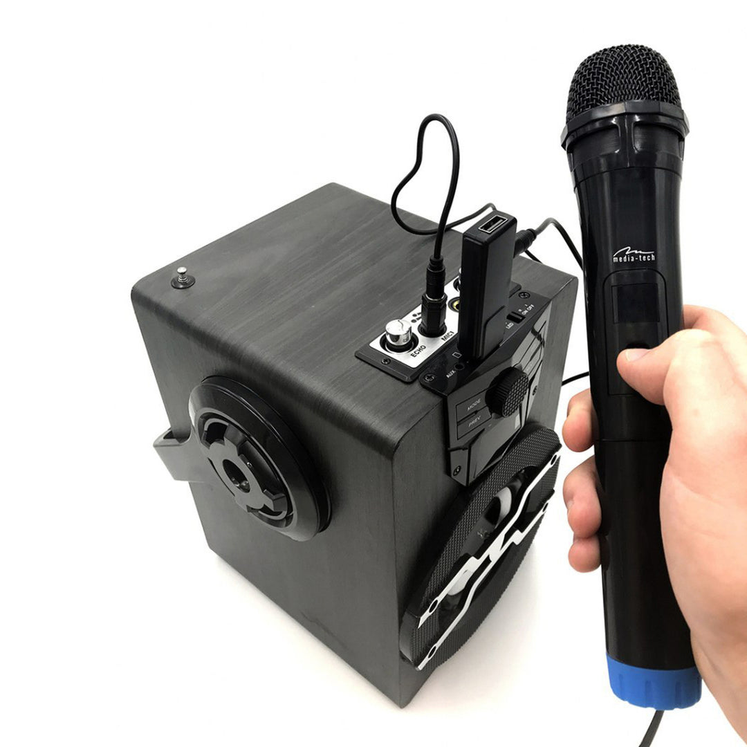 Twee draadloze microfoons met USB-ontvanger voor luidspreker met karaokefunctie, Mediatech MT395