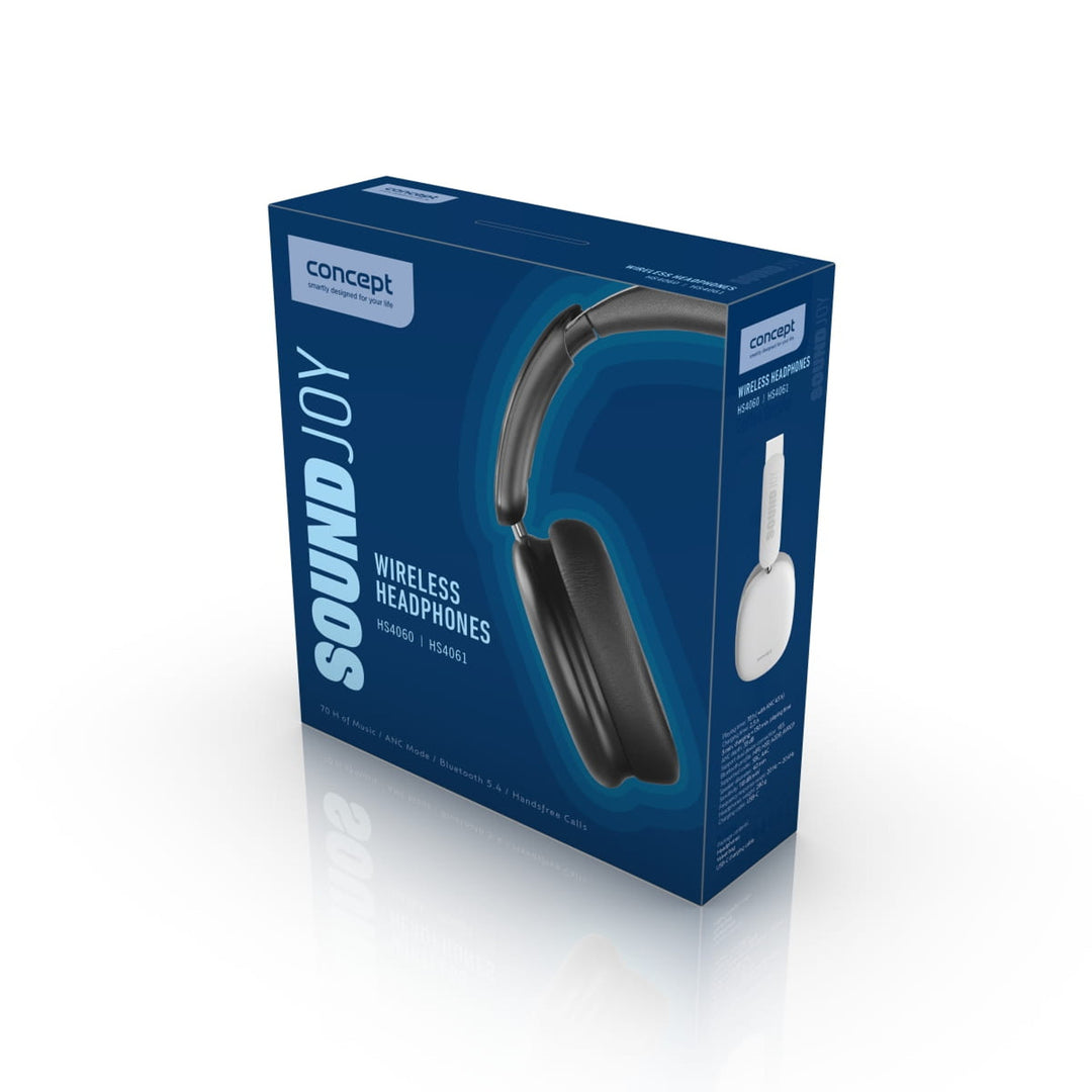 Concept SoundJoy draadloze hoofdtelefoon voor in de oren, tot 70 uur afspeeltijd, Bluetooth 5.4, snel opladen, actieve ruisonderdrukking tot 33 dB, wit, HS4061