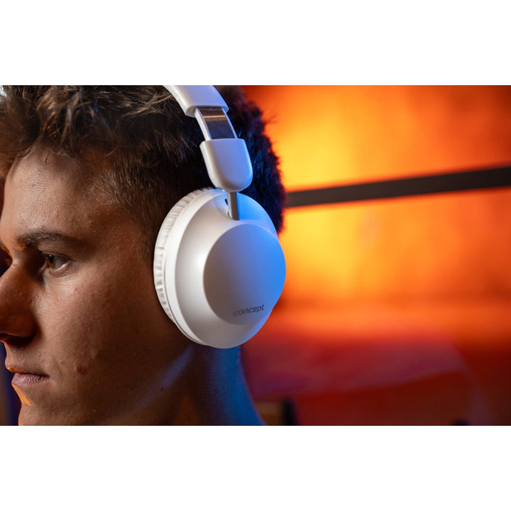 Concept SoundJoy draadloze hoofdtelefoon voor in de oren, tot 45 uur afspeeltijd, Bluetooth 6.0, snel opladen, actieve ruisonderdrukking tot 18 dB, wit, HS4081