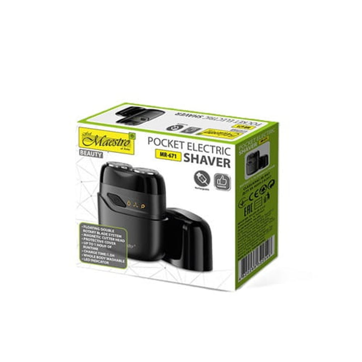 Maestro elektrisch scheerapparaat, 2 scheerhoofden, opladen via USB C, werktijd tot 60 minuten, eenvoudig te reinigen, MR-671