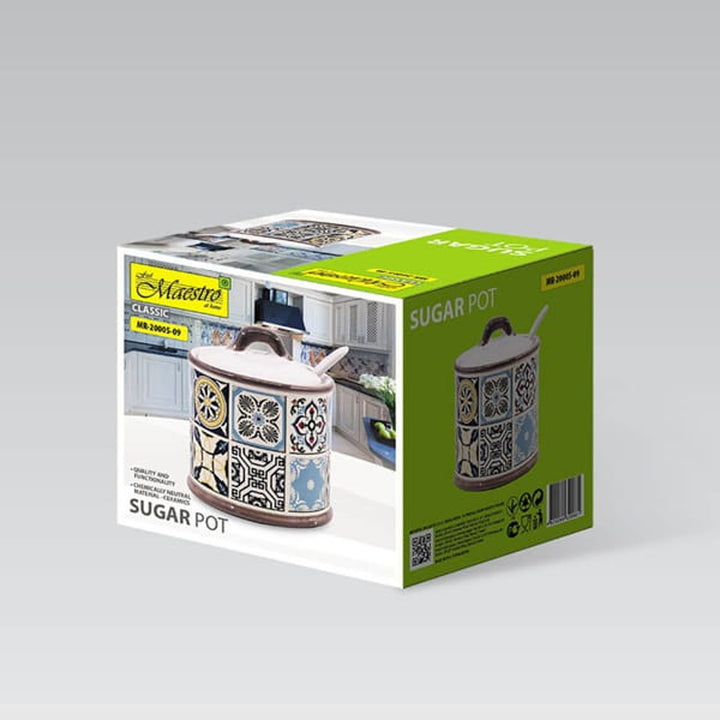Keramische suikerpot van Maestro voor vakantie in Porto, inhoud 300ml, compleet met keramische lepel, MR-20005-09