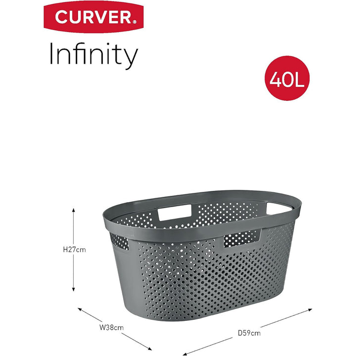 Curver Infinity gerecyclede wasmand, inhoud 40L, donkergrijs, 100% gerecycled, 245675